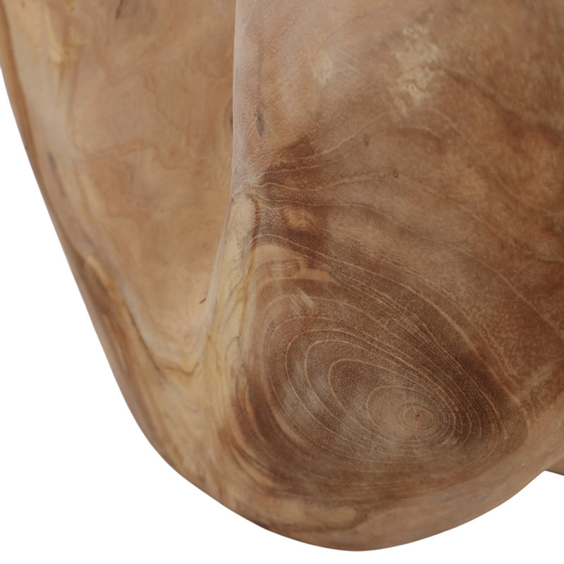 Rustic Teak Wood Hand-Carved Decorative Bowl -  Modern Freeform Accent Bowl for Home Decor or Shelf Styling - 13", Brown