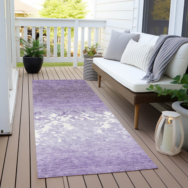 Machine Washable Indoor/Outdoor Xhevrie Purple Rug, Runner 2'3" x 7'6"