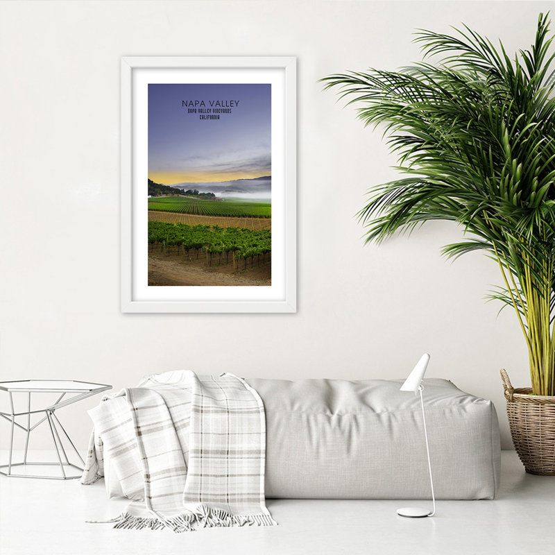 Napa Valley Landscape - Single Picture Frame Print, 100cm H x 70cm W, White