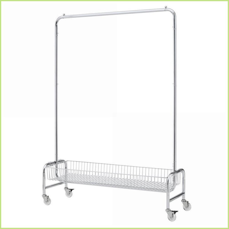 Garment Racks Heavy Duty Rolling with Basket, Easy Assembly | Iron | Silver