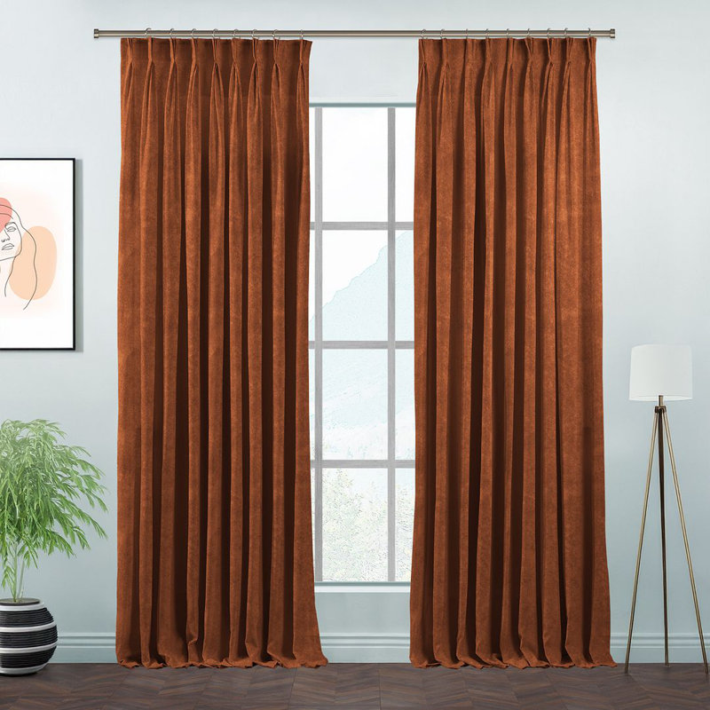 Room Darkening Single Curtain Panel, 190 W x 225 D cm, Dark Orange