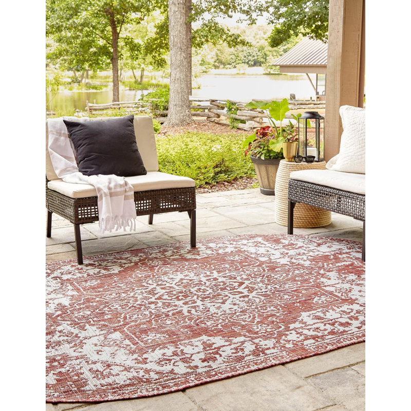 Outdoor Destiny Area Rug Bronzed Color, Oval 5'3" x 8'