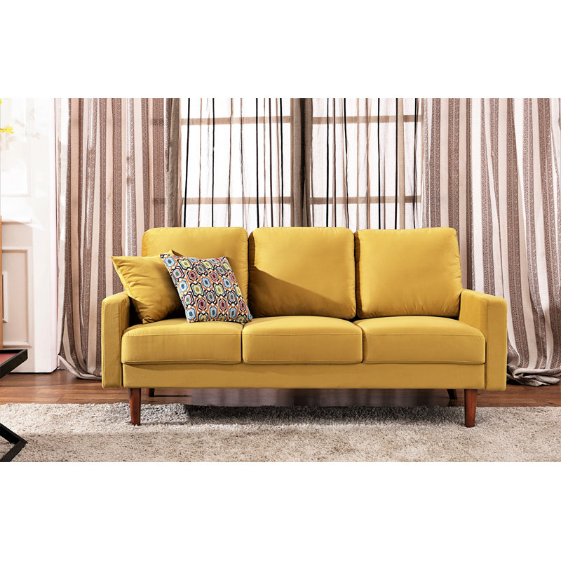 Lueck 72'' Velvet Sofa, Golden Yellow Velvet