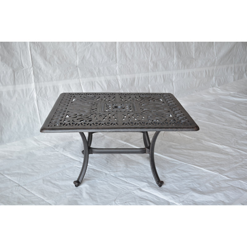 Allene Square Metal Outdoor Coffee Table With Umbrella Hole , 36'' in. W 36'' in. D