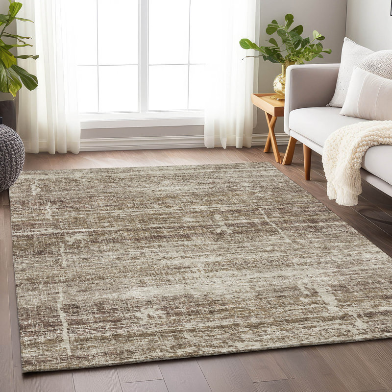 Premium Machine Washable Gerardo Brown Rug, Rectangle 10' x 14'