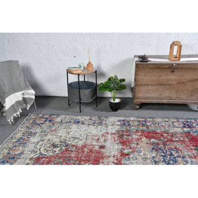 Très grand tapis turc rouge rustique au design oriental bohémien unique, idéal pour le salon, bleu / rouge