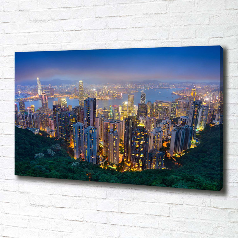 Hong Kong By Night - Wrapped Canvas Print