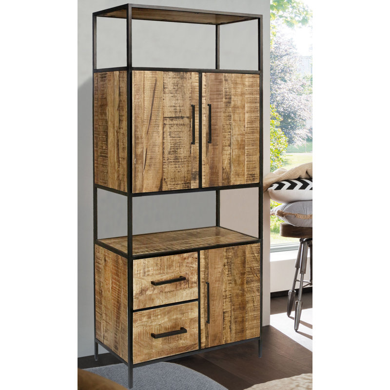 Industrial Mango Wood Tall Cabinet / Bookcase