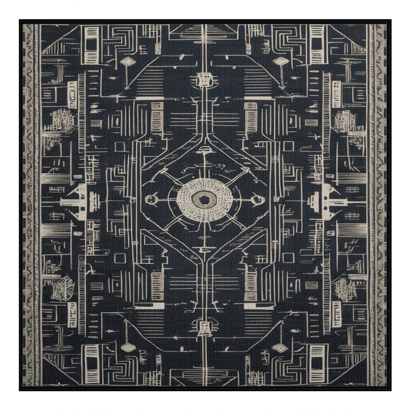 Tapis noir lavable à la machine, Carré 6 pi
