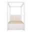 Lit plateforme simple avec auvent, lit gigogne et compartiments de rangement, lit à baldaquin tapissier beige
