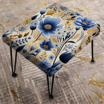 Blue Meadow Flowers Pattern - Floral Rectangle Ottoman