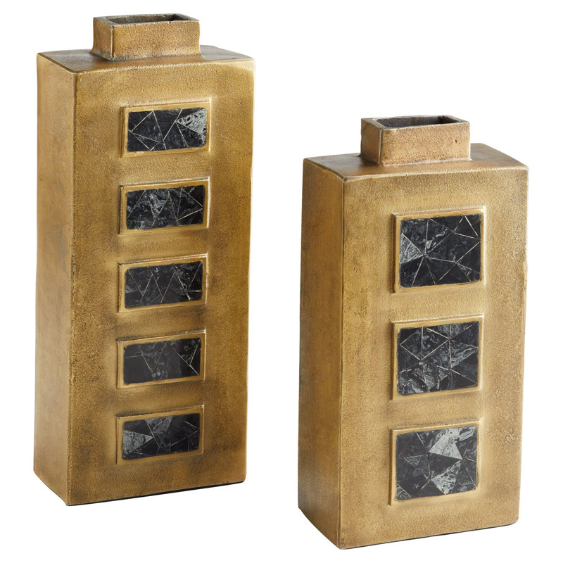 Malkata Handmade Aluminum Table Vase, 15.5" H x 7.5" W x 4" D