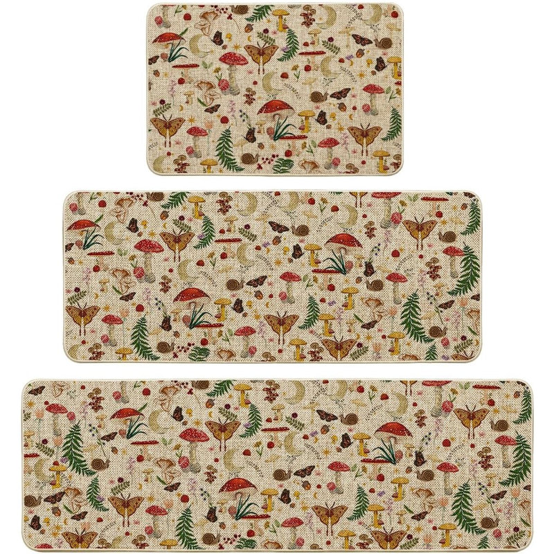 Floral Polyester Non-Skid Kitchen Mat