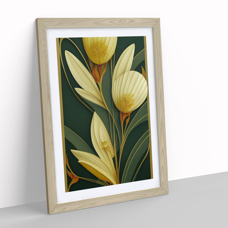 Classical Flower No.1 - Single Picture Frame Print, 64cm H x 46cm W x 2cm D, Oak