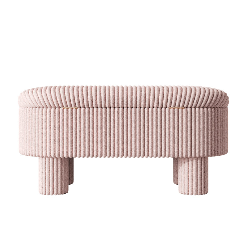 Banc de rangement rembourré avec couvercle relevable, Rose