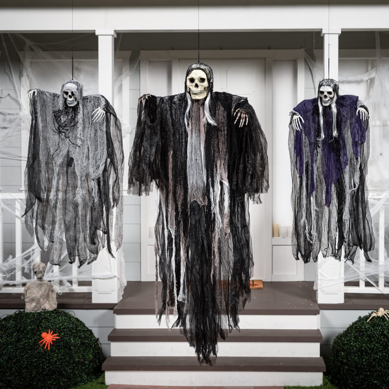 Ensemble de 3 décorations d'Halloween squelette faucheuse