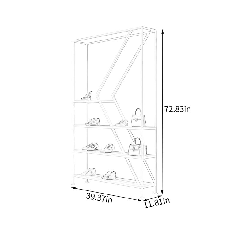 Tablette de présentation en fer blanc, (4 Shelves) 72.83"H x 39.37"W x 11.81"D