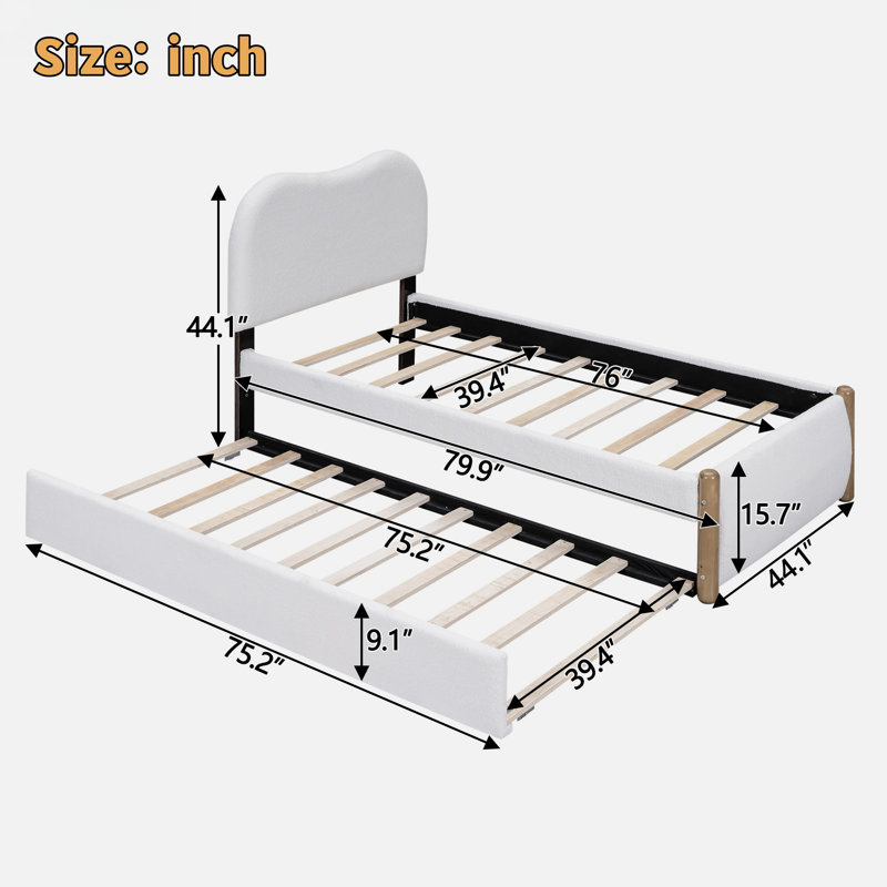 Lit plateforme Berber, Lit simple, Blanc