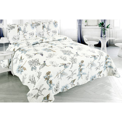 Ensemble de courtepointe réversible en microfibre Marina / bleu Marina
