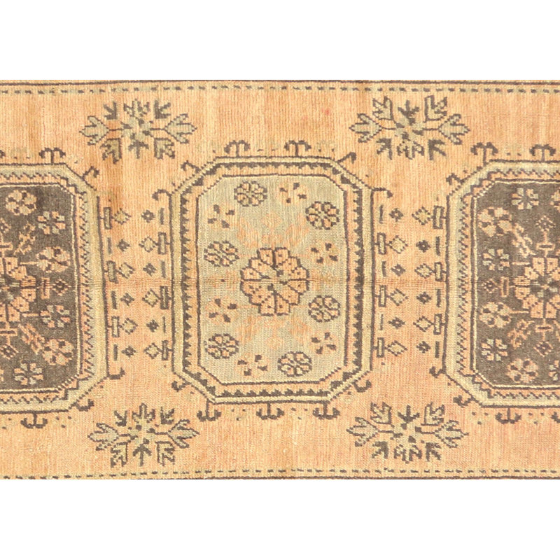 One-of-a-Kind Hand-Knotted 1960s 4'4" x 11'4" Runner Wool Area Rug in Light Orange/Brown