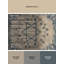 Tapis beige moelleux et moelleux à motif abstrait moderne et contemporain Hanoukka - Reliure bleu ciel-730568191