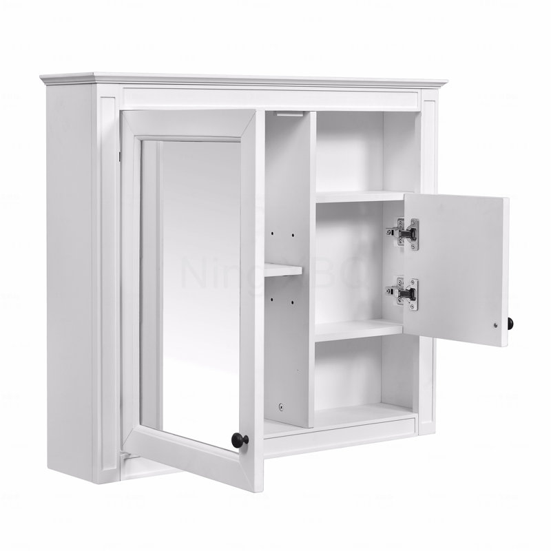 Armoire de salle de bain murale 32 "avec miroir, armoire à pharmacie murale avec 3 tablettes, armoire de rangement avec miroir