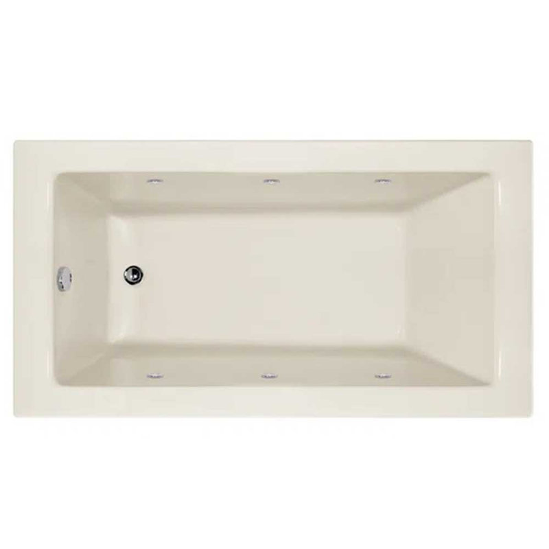 Sydney 66'' L Soaking Bathtub, Biscuit, Left, Satin Chrome