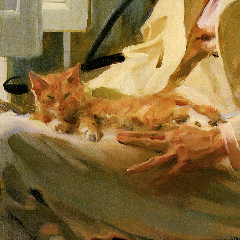 «Man with Cat, 1898» par Cecilia Beaux, reproduction d'art encadrée, H 47,5 po x l 35,5 po x P 1,25 po