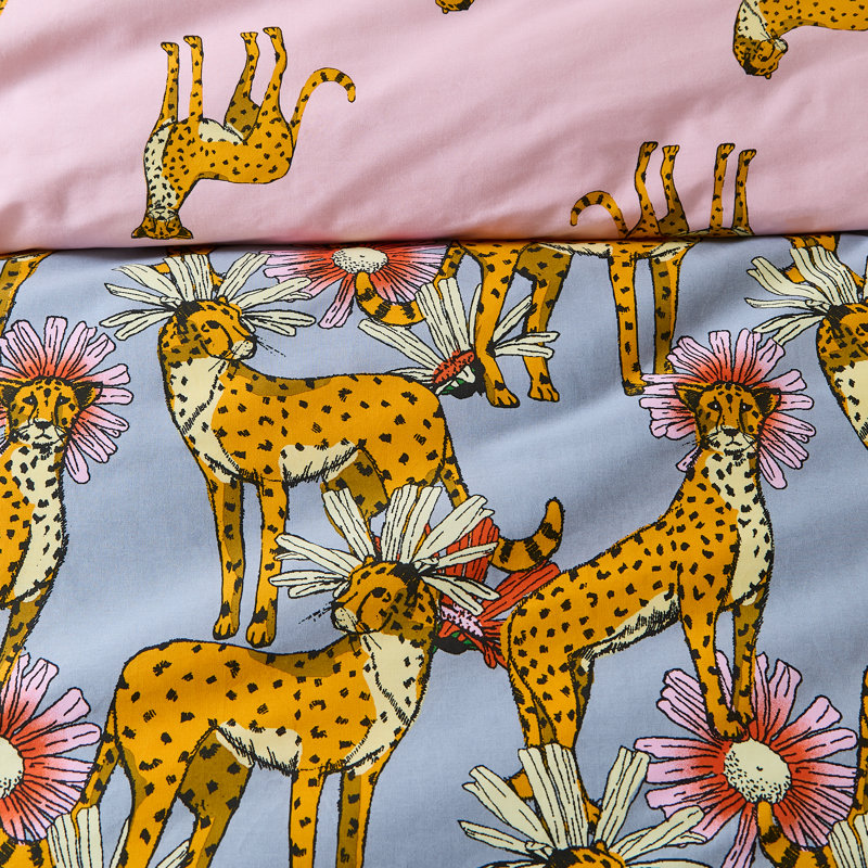 Untamed Cheetah Cotton Animal Print Duvet Cover Set with Pillowcases Included