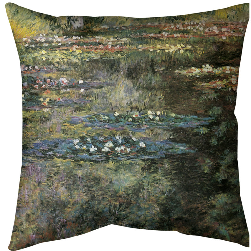 Coussin Claude Monet, nénuphar à Giverny, Duvet synthétique, Polyester filé