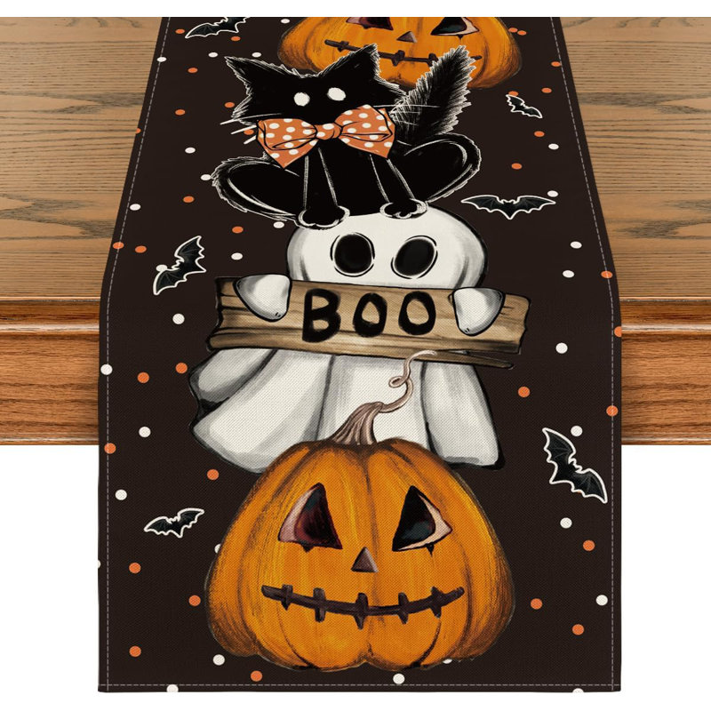Chemin de table Ghost Pumpkin Cat Boo