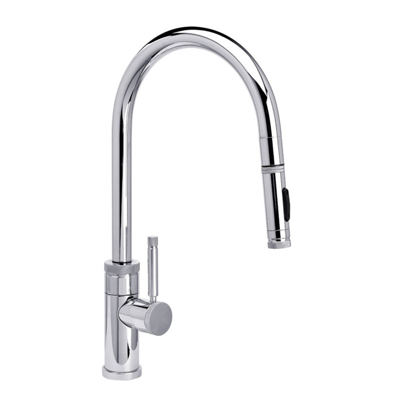 Industrial Plp Pulldown Faucet - Toggle Sprayer - Angled Spout, Satin Nickel
