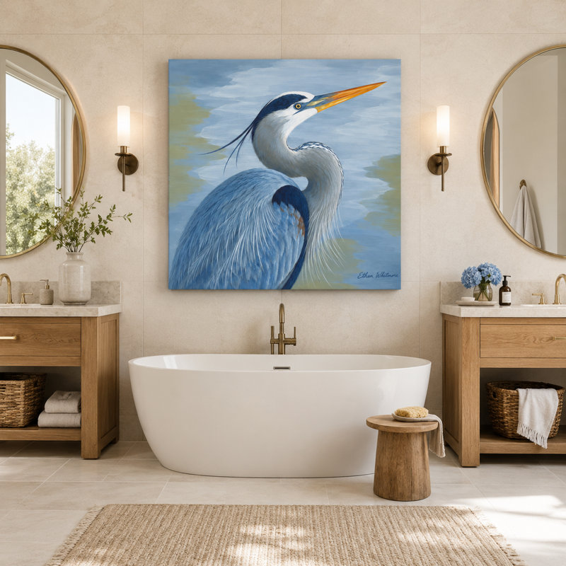 «Blue Heron», art mural sur toile, H 40 po x l 40 po x P 1,5 po