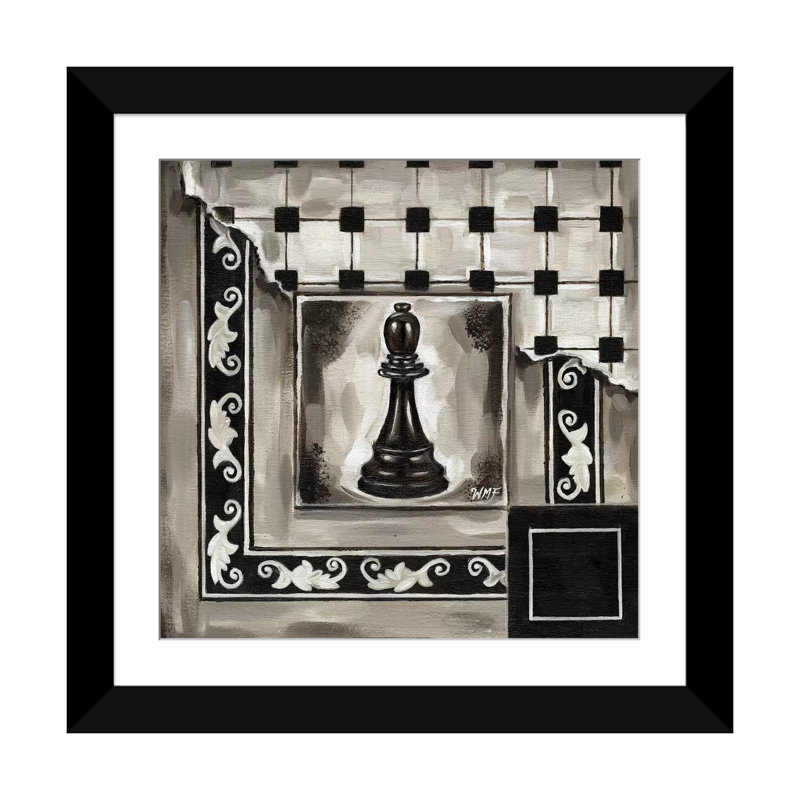« chess ii », impression sur toile, H 16 po x l 16 po x P 1 po, Papier d'art encadré noir, Blanc