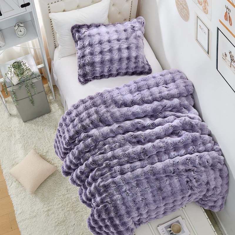Ensemble d'édredon très grand Snowball Chunky Bunny - Coma, Édredon pour lit simple TG + 1 taie décorative, Mauve
