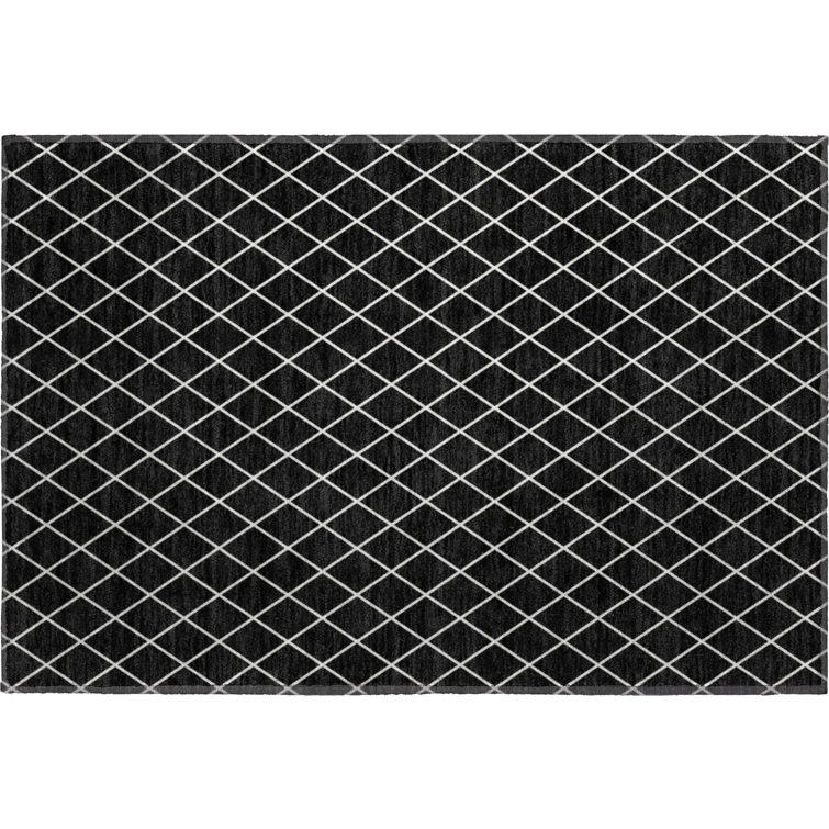 Premium Machine Washable Prisco Black Rug