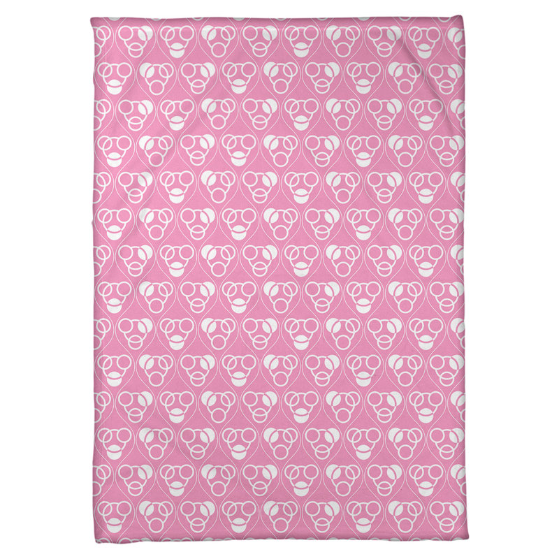 Couverture polaire à cercles classiques, l 60 po x L 80 po, Rose / blanc