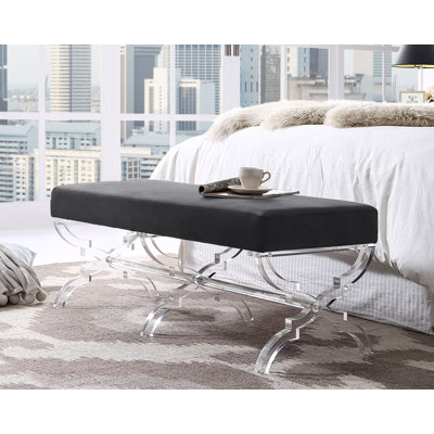 Giselle Velvet Acrylic X-Leg Bench