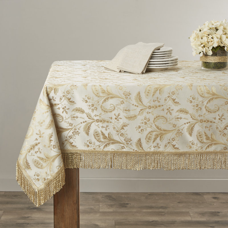 Nappe damassé design Rockport, l 72 po x L 54 po, Beige
