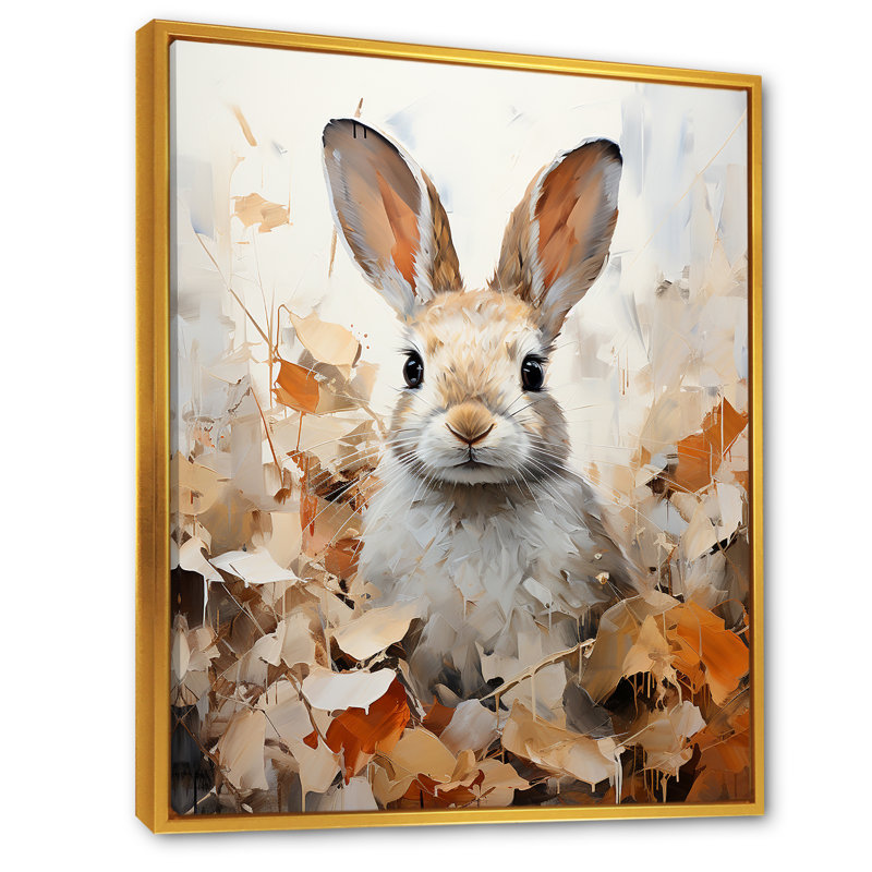 Impression sur toile Bunnys Curious Foliage Charm, H 40 po x l 30 po x P 1,5 po, Cadre flottant doré