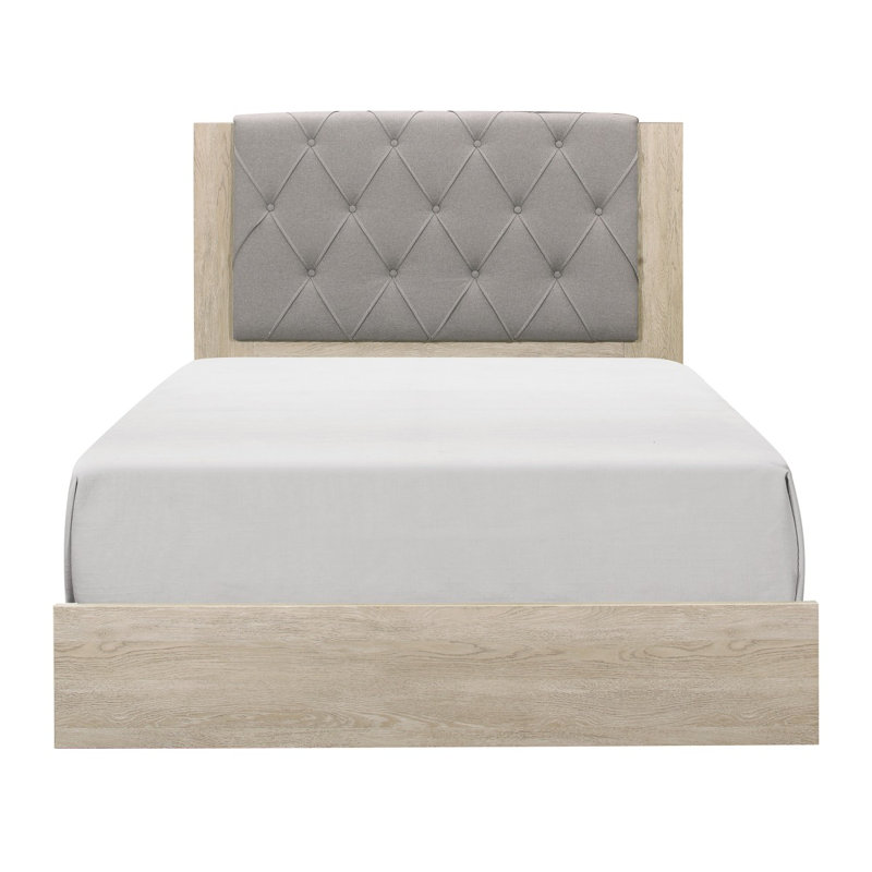 Lit standard touffeté en bois massif Yashira, Grand