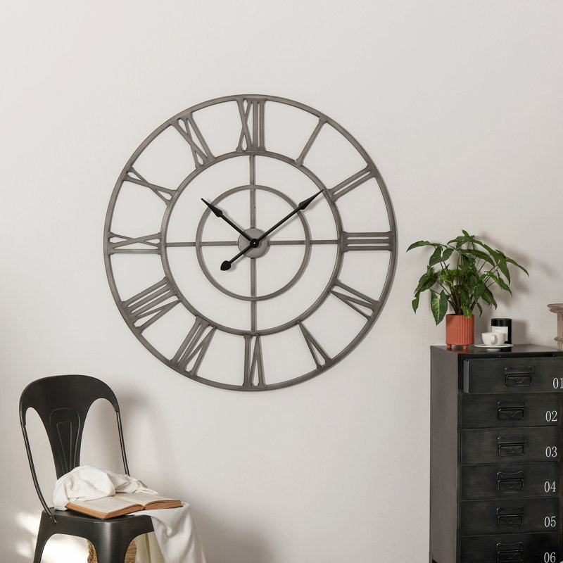 Modern Retro Oversized 43.31" Metal Roman Numeral Wall Clock