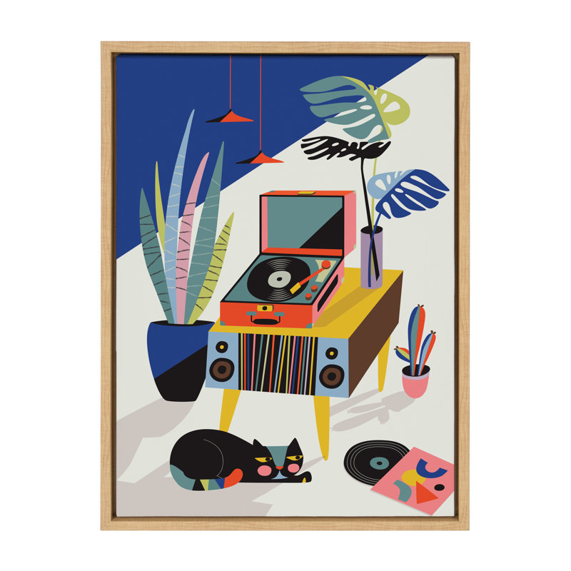 «Chill Out samedi» par Rachel Lee 3 Birdies Studio, reproduction d'art sur toile encadrée, Beige