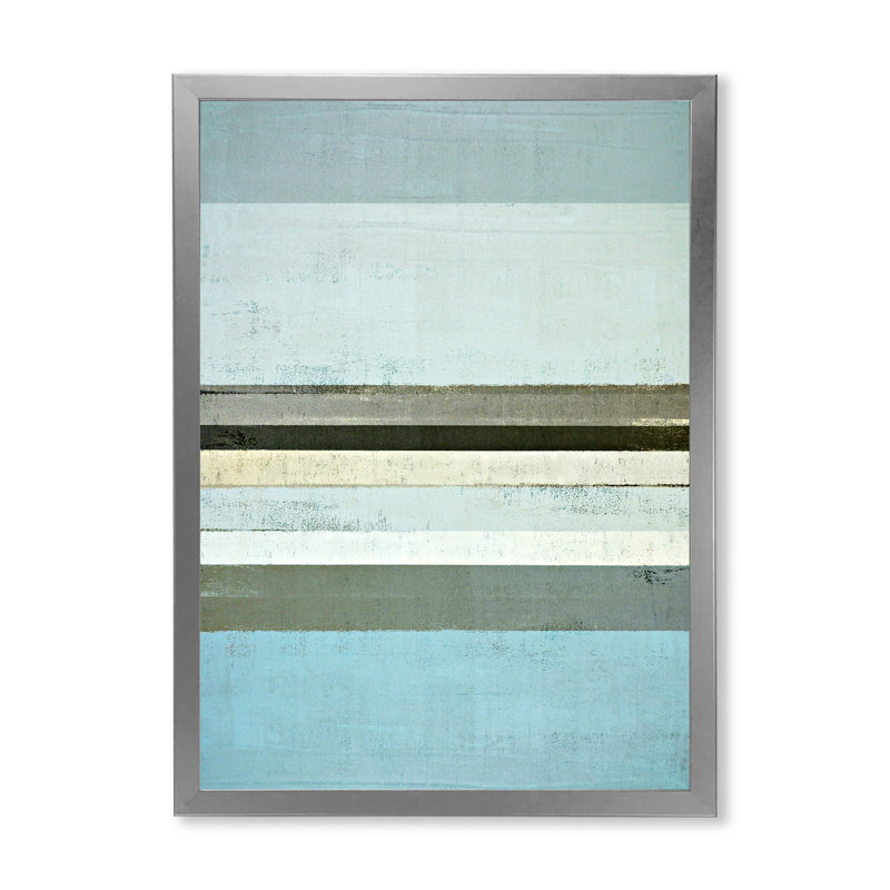 Art moderne gris et bleu II 2FDP47721, Encadrement argenté, H 12 po x l 8 po x P 1 po