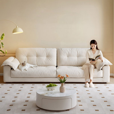 Canapé moderne standard en velours blanc crème