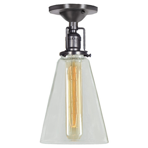 Shumway Glass Semi Flush Mount, Gun Metal