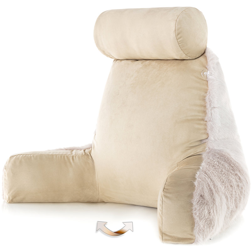 Coussin de dossier en fausse fourrure, Loup doré, 24 po x 13 po
