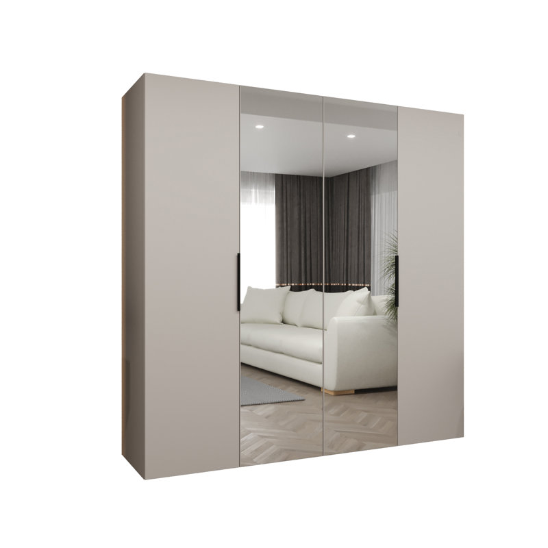 Manufactured Wood Wardrobe, cashmere + handles: black