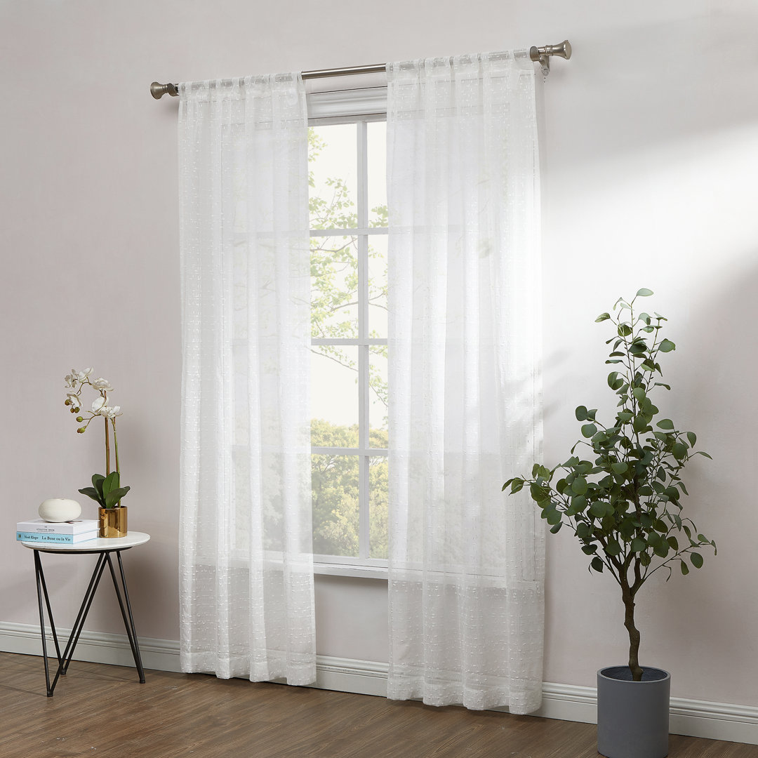 Devaugh Polyester Semi Sheer Curtain Pair (Set of 2) Gracie Oaks