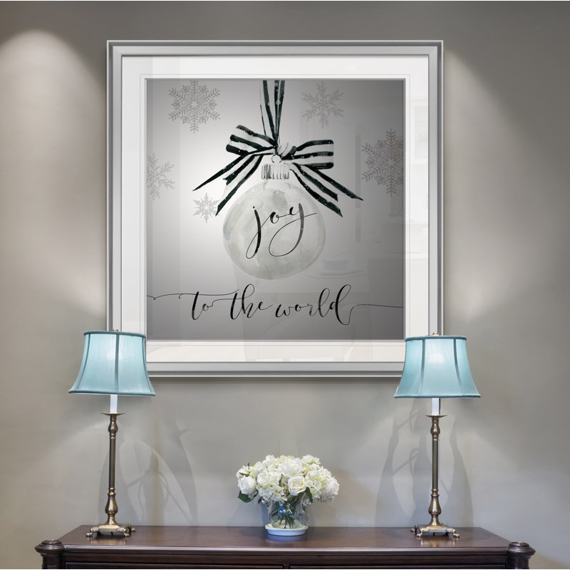 Joy Joy Ornament - impression d'art textuel, H 16 po x l 16 po x P 1,5 po, Encadrement argenté